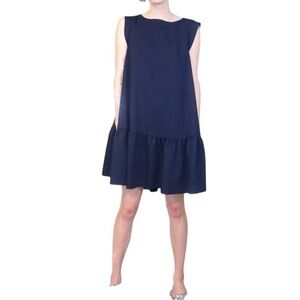 Rachel Comey Zaza Navy Blue Sleeveless Drop Waist Ruffle Hem Dress Women Size 4